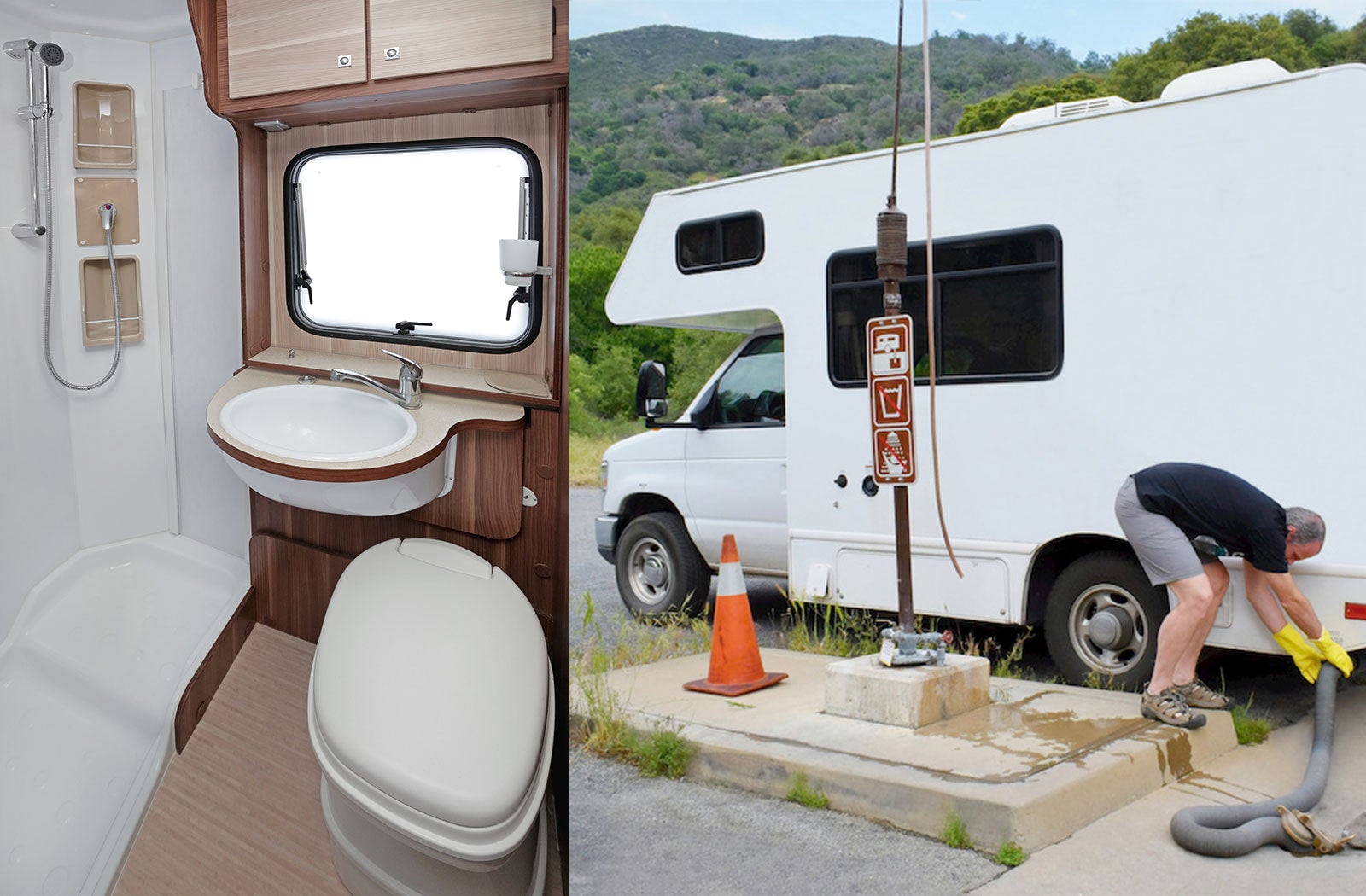 Portable RV/camper toilet and holding tank setup in Texarkana, Arkansas