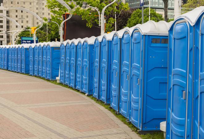 Seasonal porta potty units set up at a Texarkana, Arkansas venue